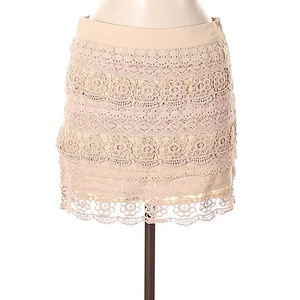 Francesca's Solid Tan Pink Casual Skirt
